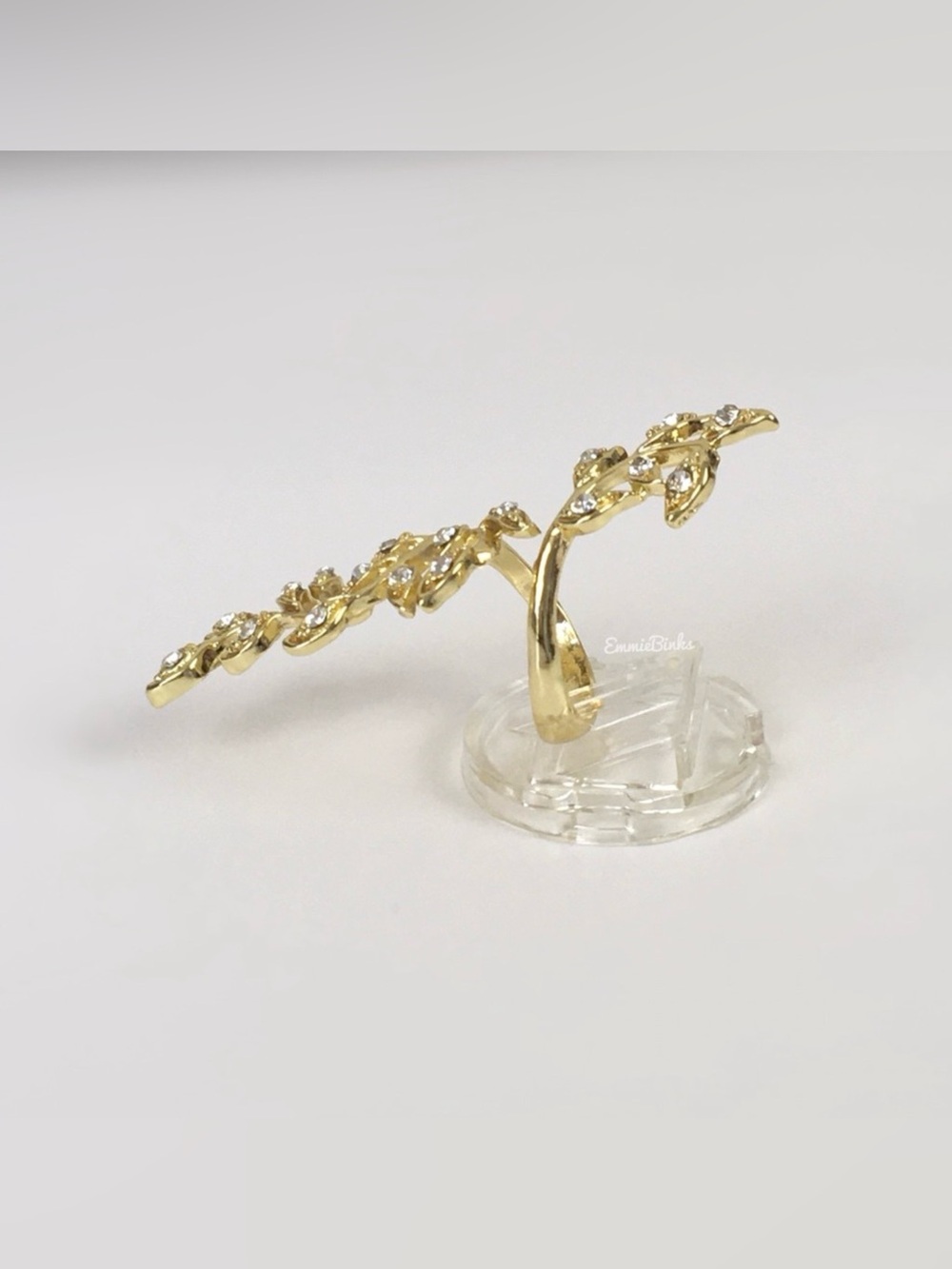 💥3/$28 Bohemian Rhinestone Accented Leaf Statement Ring ~ Olive Branch Vine - Picture 7 of 11